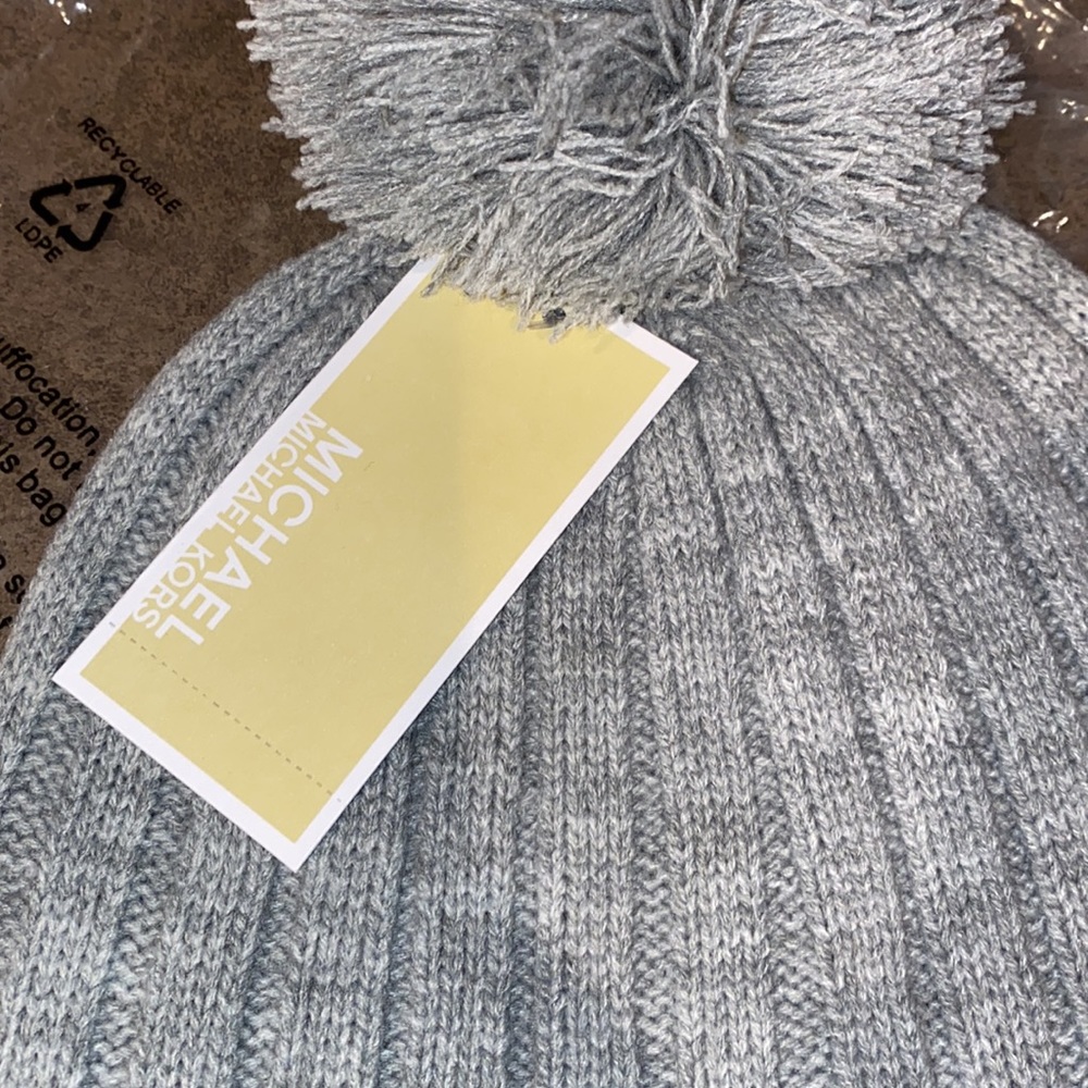 Michael Kors Gray Beanie with Pom - Picture 5 of 6